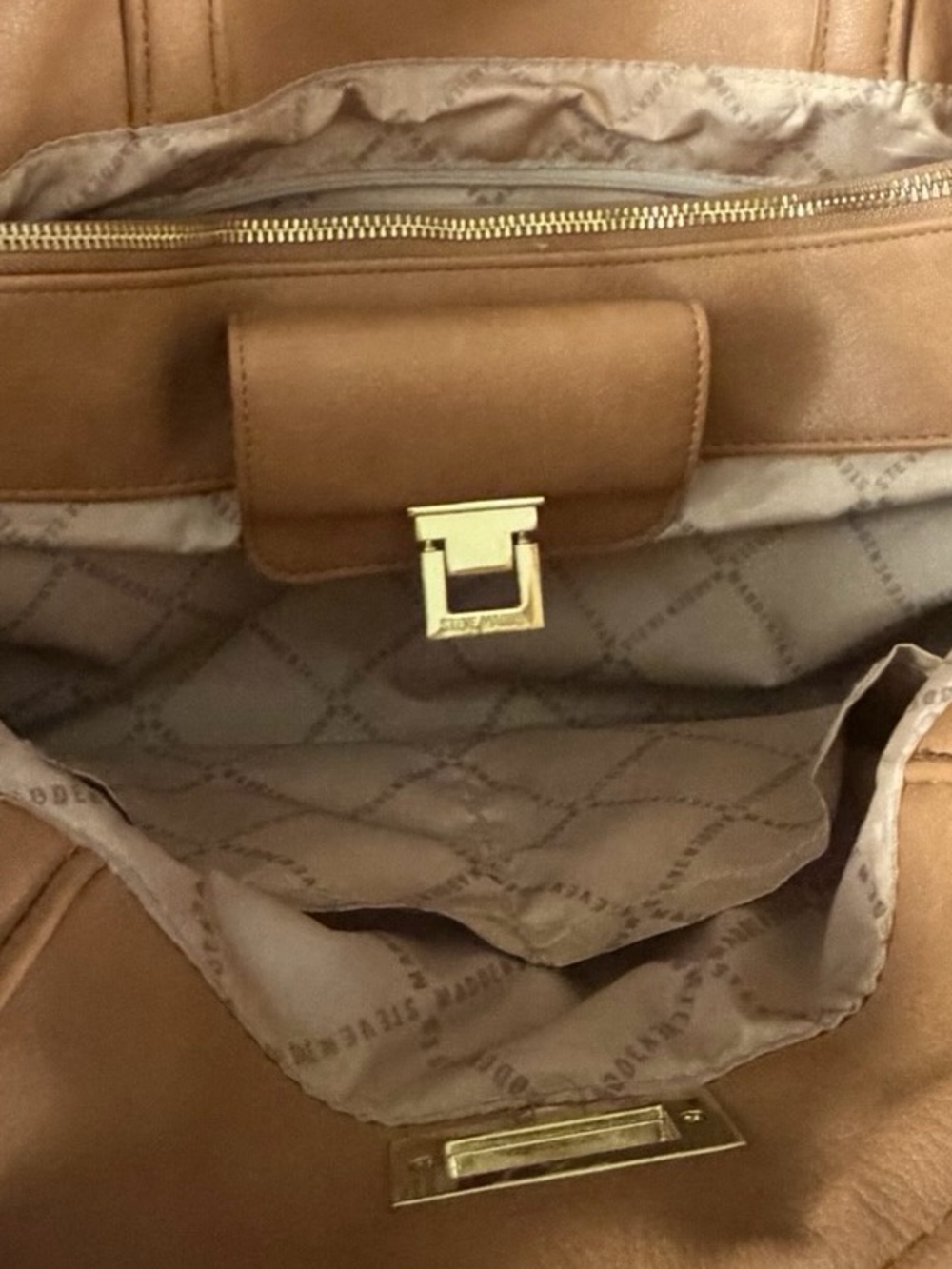Steve Madden Tan Quilted Tote with Detachable Pouch - Picture 5 of 13